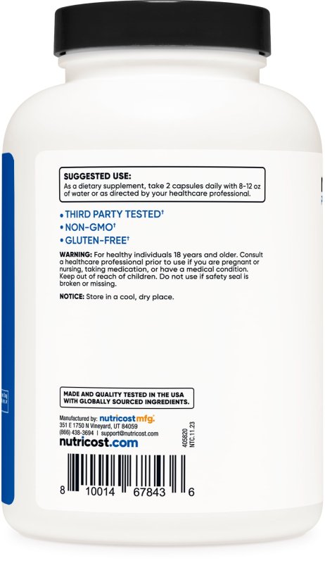 NUTRICOST EAA CAPSULES 1200MG 120 SERVINGS 240 CAPSULES ESSENTIAL AMINO ACIDS NON-GMO GLUTEN