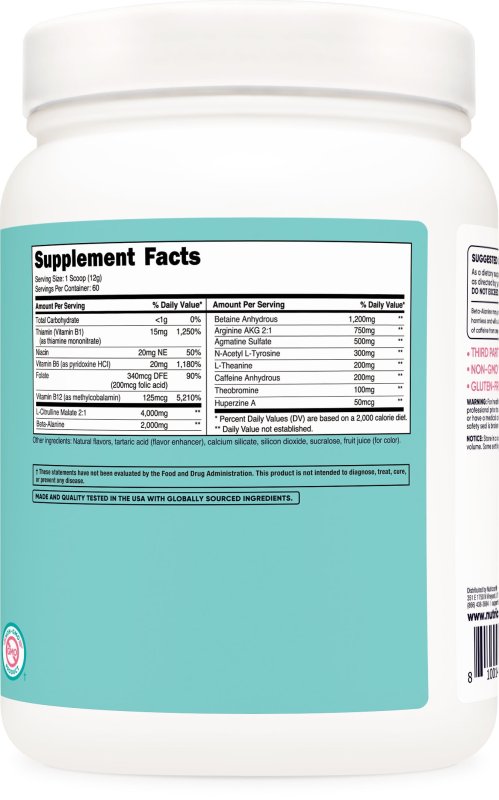 NUTRICOST GRAPE PRE-WORKOUT - WOMEN'S NON-GMO GLUTEN-FREE SUPPLEMENT (60 SERV)