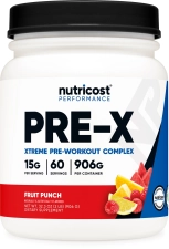 NUTRICOST PRE-X XTREME FRUIT PUNCH PRE-WORKOUT POWDER, 60 SERVINGS, VEGETARIAN, NON-GMO, GLUTEN
