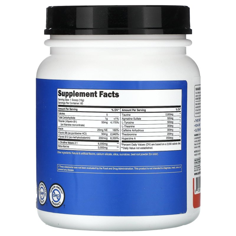 NUTRICOST PRE-X XTREME FRUIT PUNCH PRE-WORKOUT POWDER, 60 SERVINGS, VEGETARIAN, NON-GMO, GLUTEN