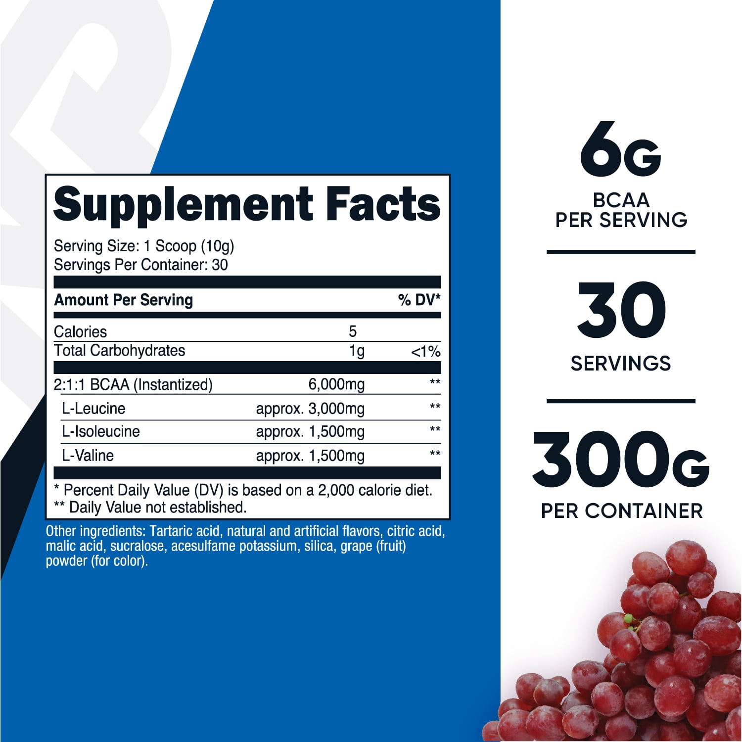 NUTRICOST BCAA POWDER 2 1 1 GRAPE FLAVOR 30 SERVINGS BRANCH-CHAIN AMINO ACIDS