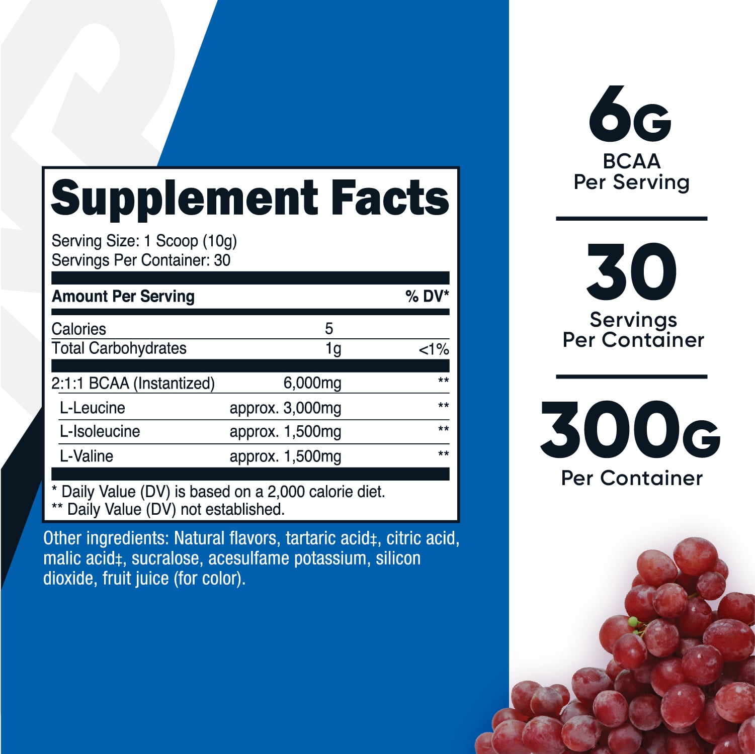 NUTRICOST BCAA POWDER 2 1 1 GRAPE FLAVOR 30 SERVINGS BRANCH-CHAIN AMINO ACIDS