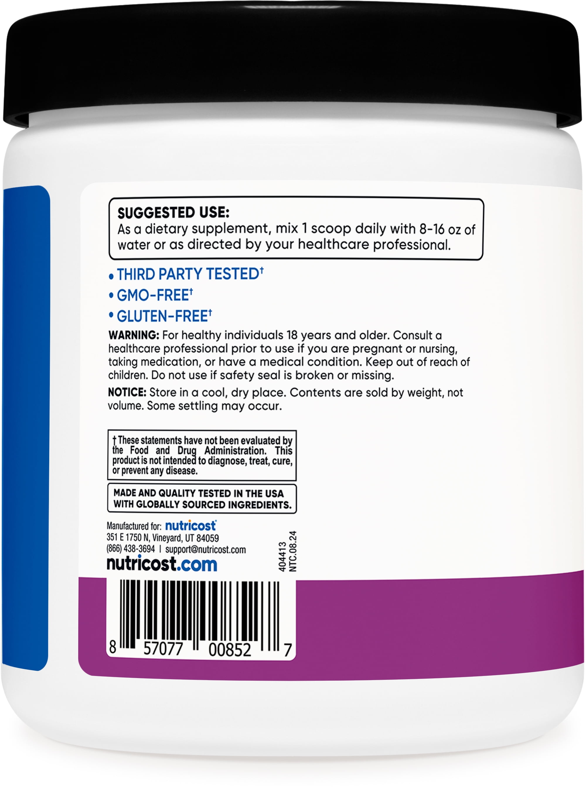 NUTRICOST BCAA POWDER 2 1 1 GRAPE FLAVOR 30 SERVINGS BRANCH-CHAIN AMINO ACIDS