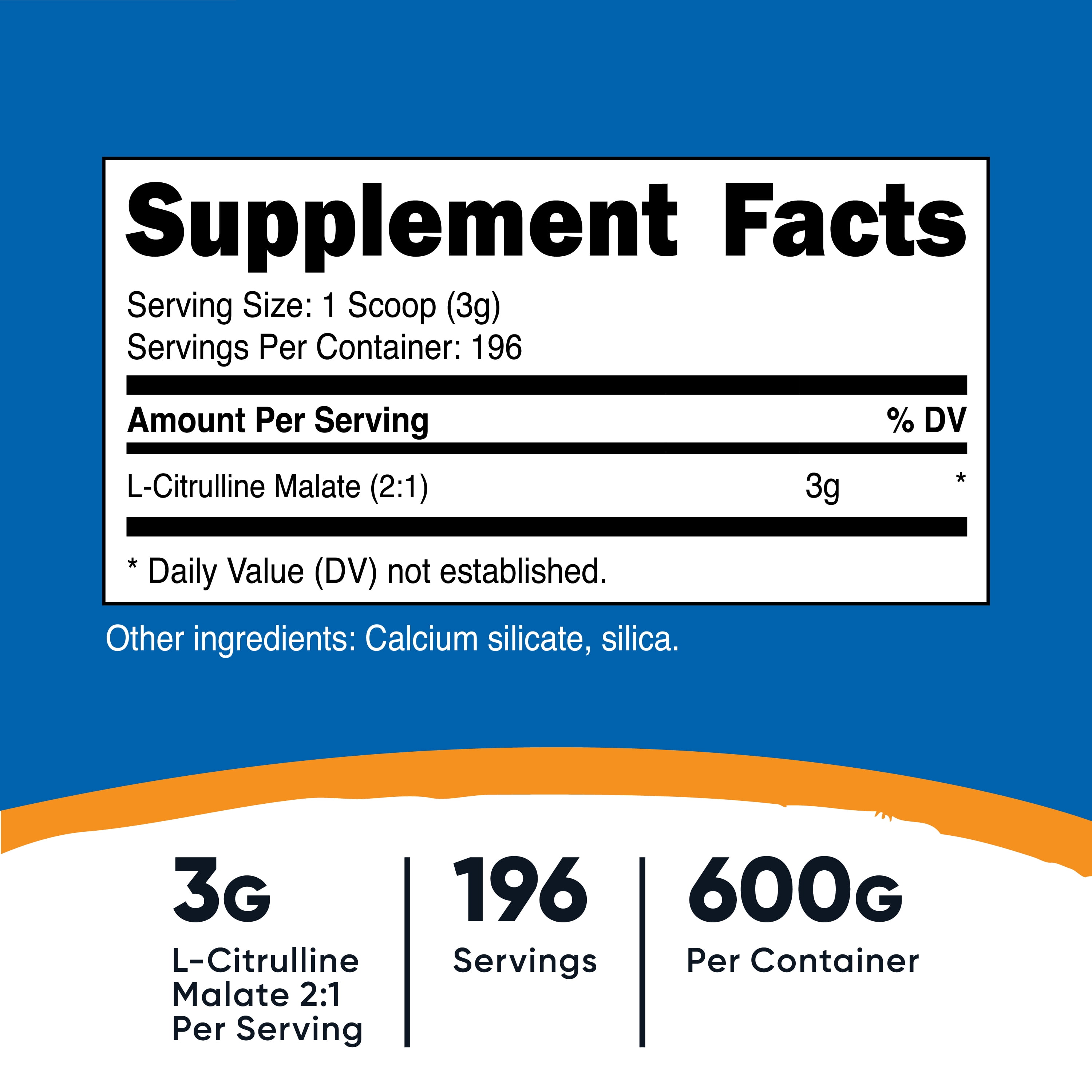 NUTRICOST L CITRULLINE MALATE 2:1 POWDER 600 GRAMS PRE-WORKOUT SUPPLEMENT