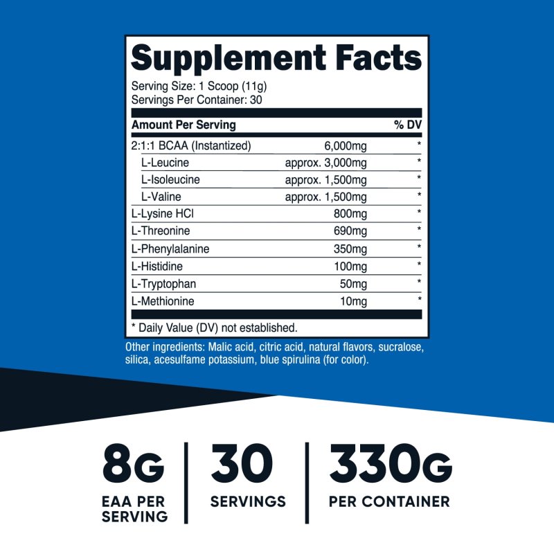 NUTRICOST EAA POWDER 30 SERVINGS BLUE RASPBERRY AMINO ACIDS SUPPLEMENT