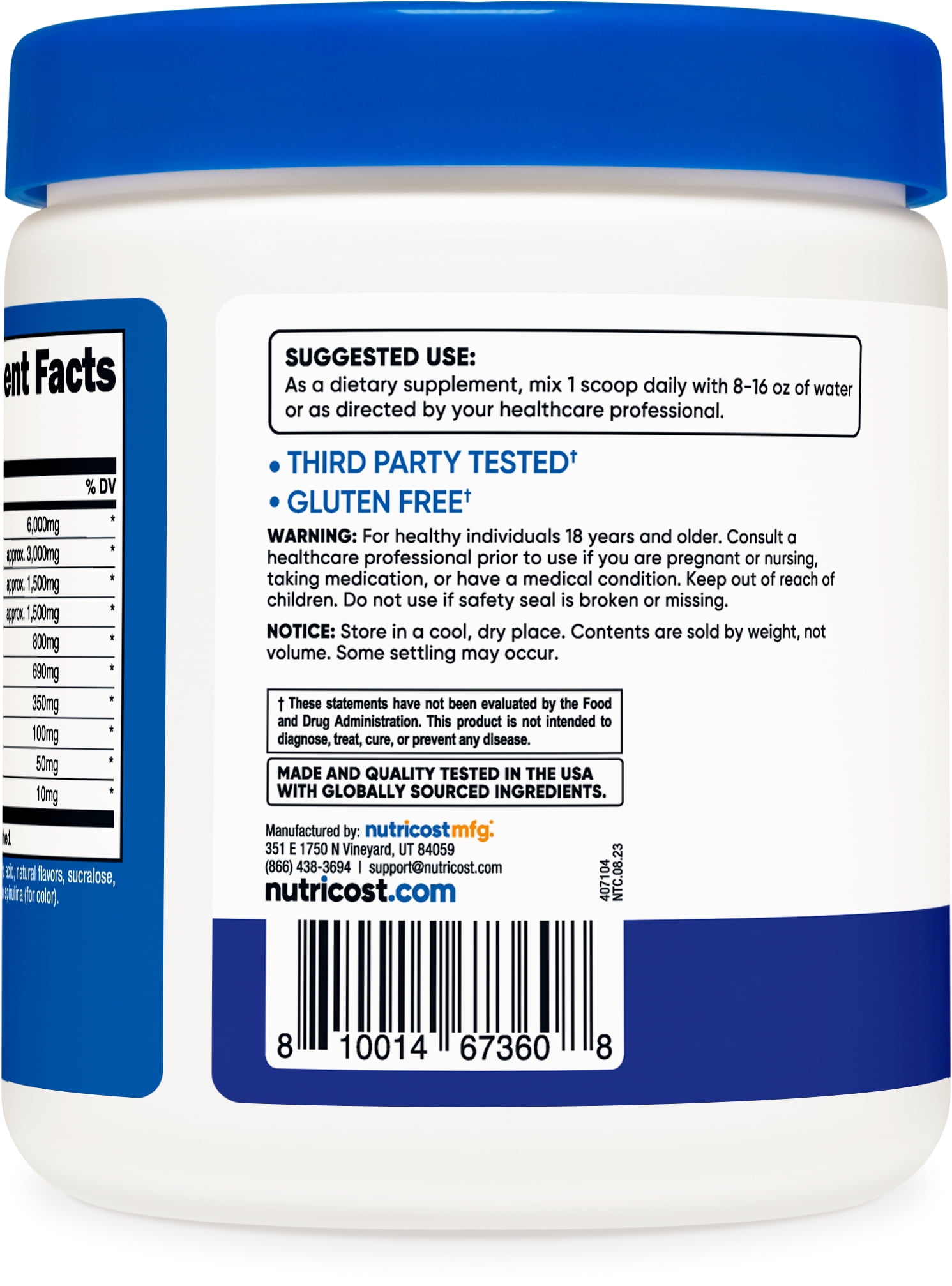 NUTRICOST EAA POWDER 30 SERVINGS BLUE RASPBERRY AMINO ACIDS SUPPLEMENT