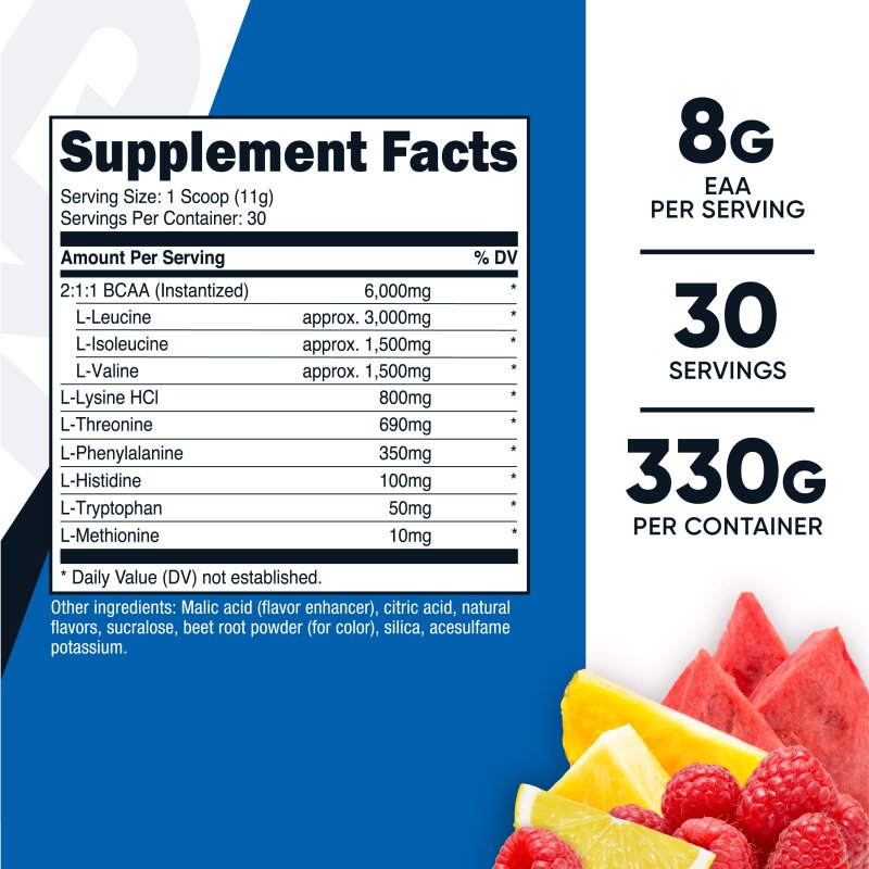 NUTRICOST EAA POWDER 30 SERVINGS FRUIT PUNCH ESSENTIAL AMINO ACIDS NON-GMO