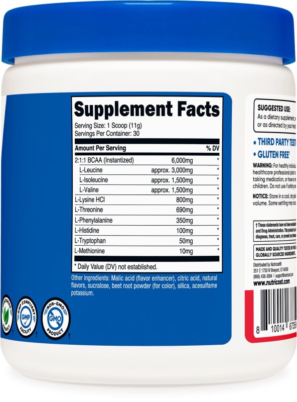 NUTRICOST EAA POWDER 30 SERVINGS FRUIT PUNCH ESSENTIAL AMINO ACIDS NON-GMO