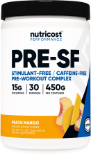 NUTRICOST PEACH MANGO STIM-FREE PRE-WORKOUT POWDER 30 SERVINGS NON-GMO