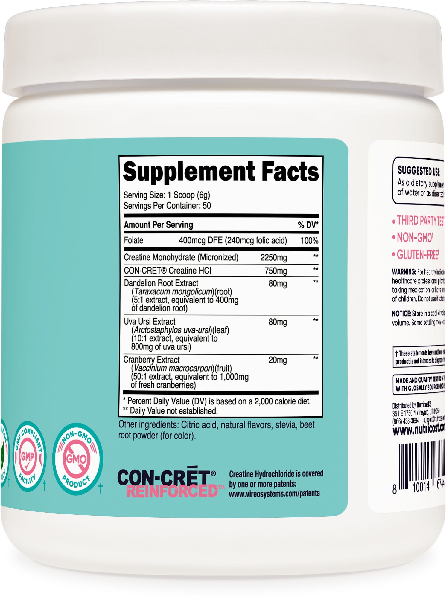 NUTRICOST WOMEN'S STRAWBERRY LEMONADE CREATINE MONOHYDRATE POWDER 50 SERVINGS