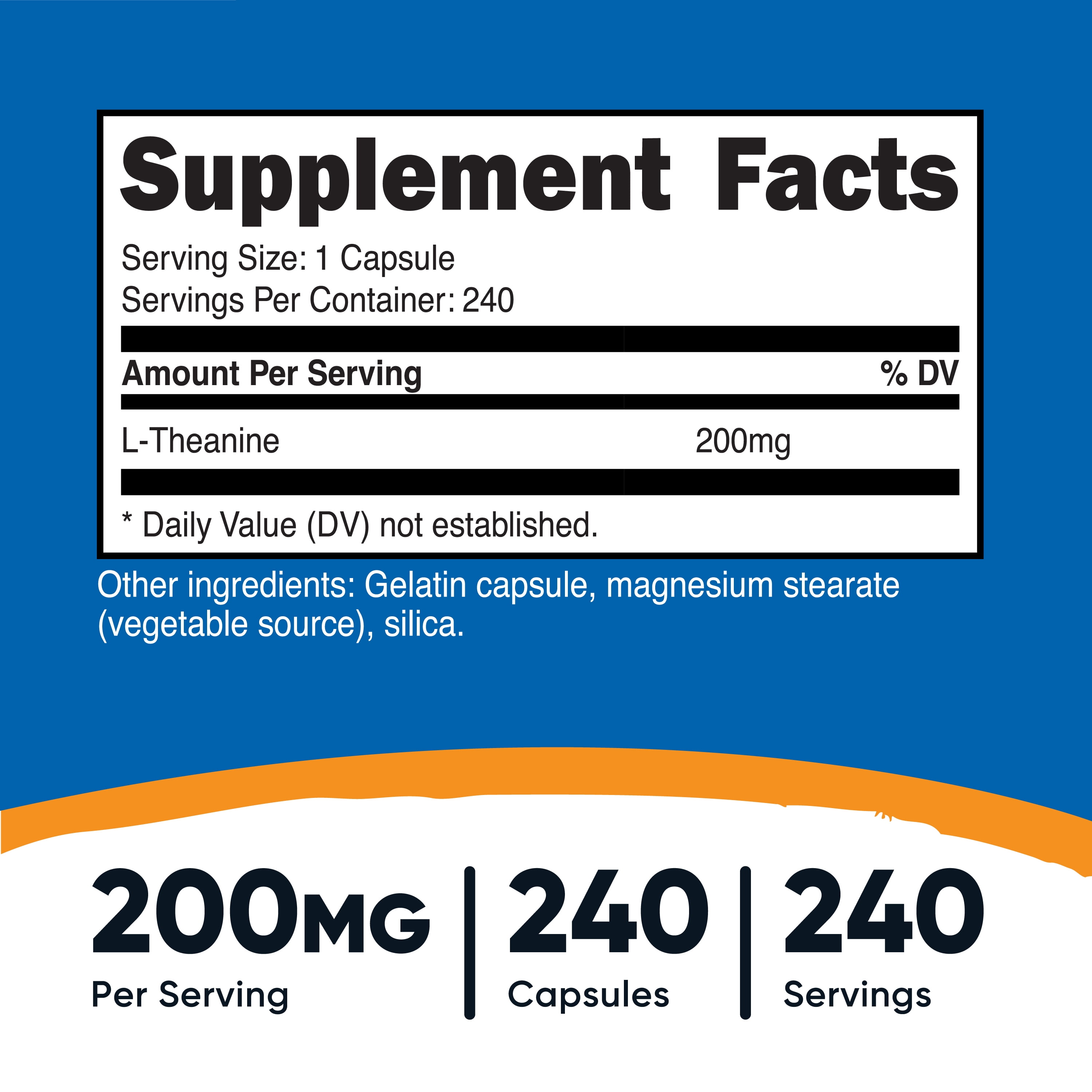 NUTRICOST L THEANINE 200MG 240 CAPSULES FOR ENHANCED RELAXATION AND FOCUS