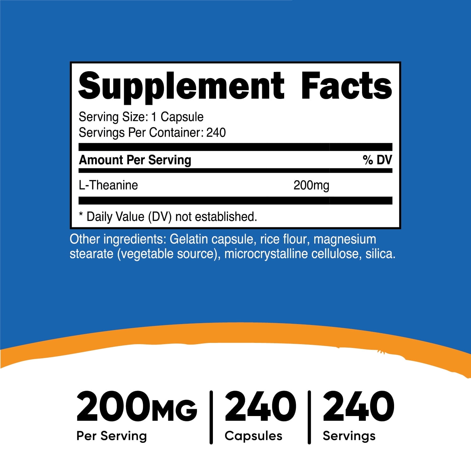 NUTRICOST L THEANINE 200MG 240 CAPSULES FOR ENHANCED RELAXATION AND FOCUS