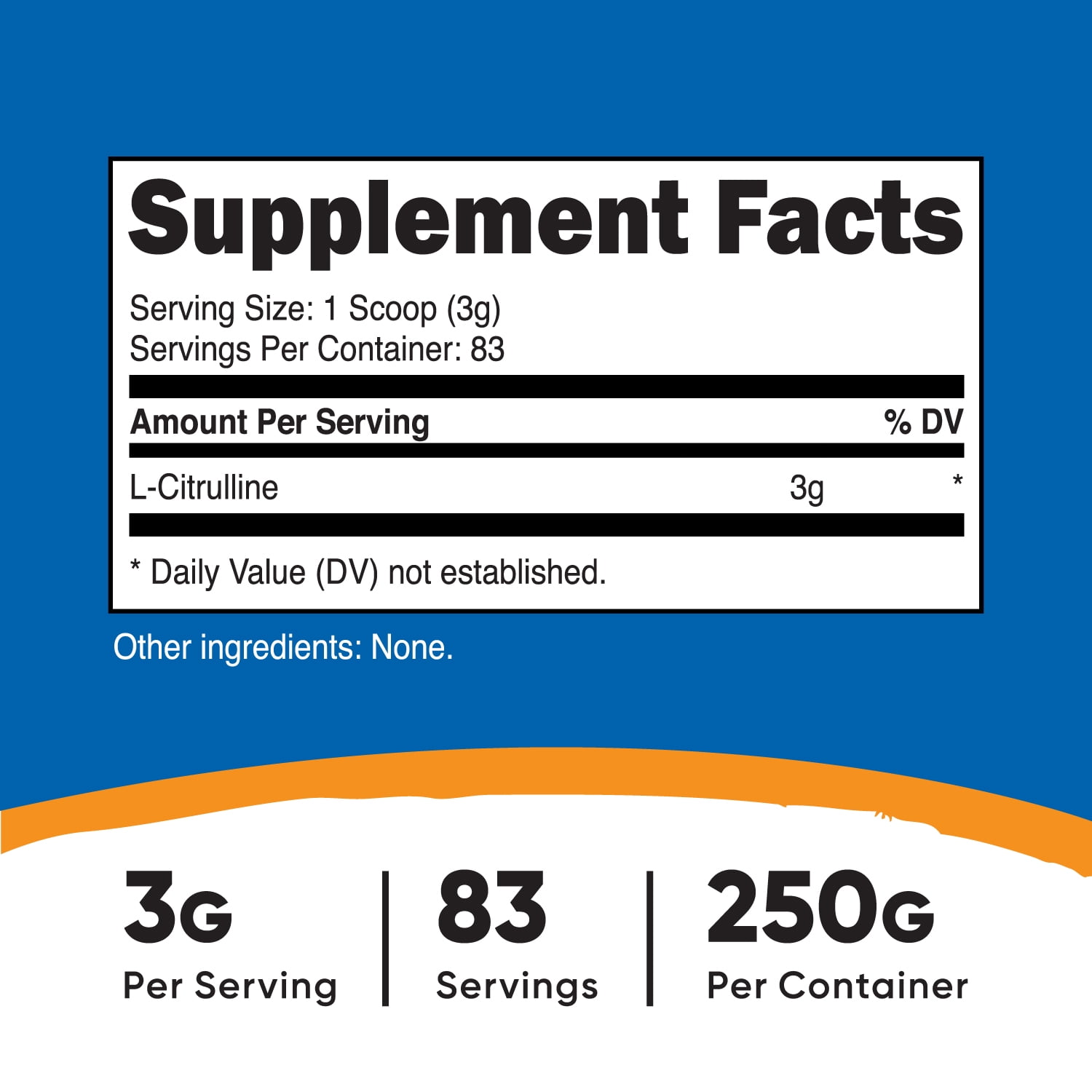 NUTRICOST PURE LCITRULLINE BASE POWDER 250 GRAMS VEGETARIAN HEALTH SUPPLEMENT