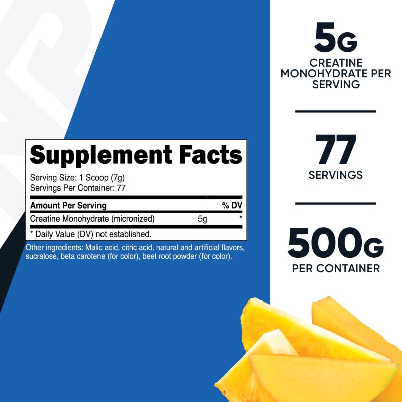 NUTRICOST PINEAPPLE MANGO CREATINE MONOHYDRATE POWDER 500G - MICRONIZED SUPPLEMENT - VEGAN NON-GMO GLUTEN