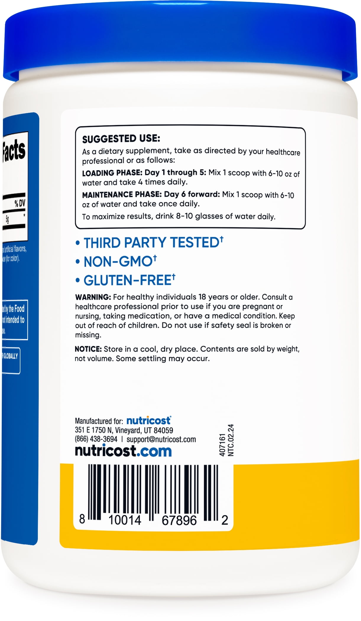 NUTRICOST PINEAPPLE MANGO CREATINE MONOHYDRATE POWDER 500G - MICRONIZED SUPPLEMENT - VEGAN NON-GMO GLUTEN
