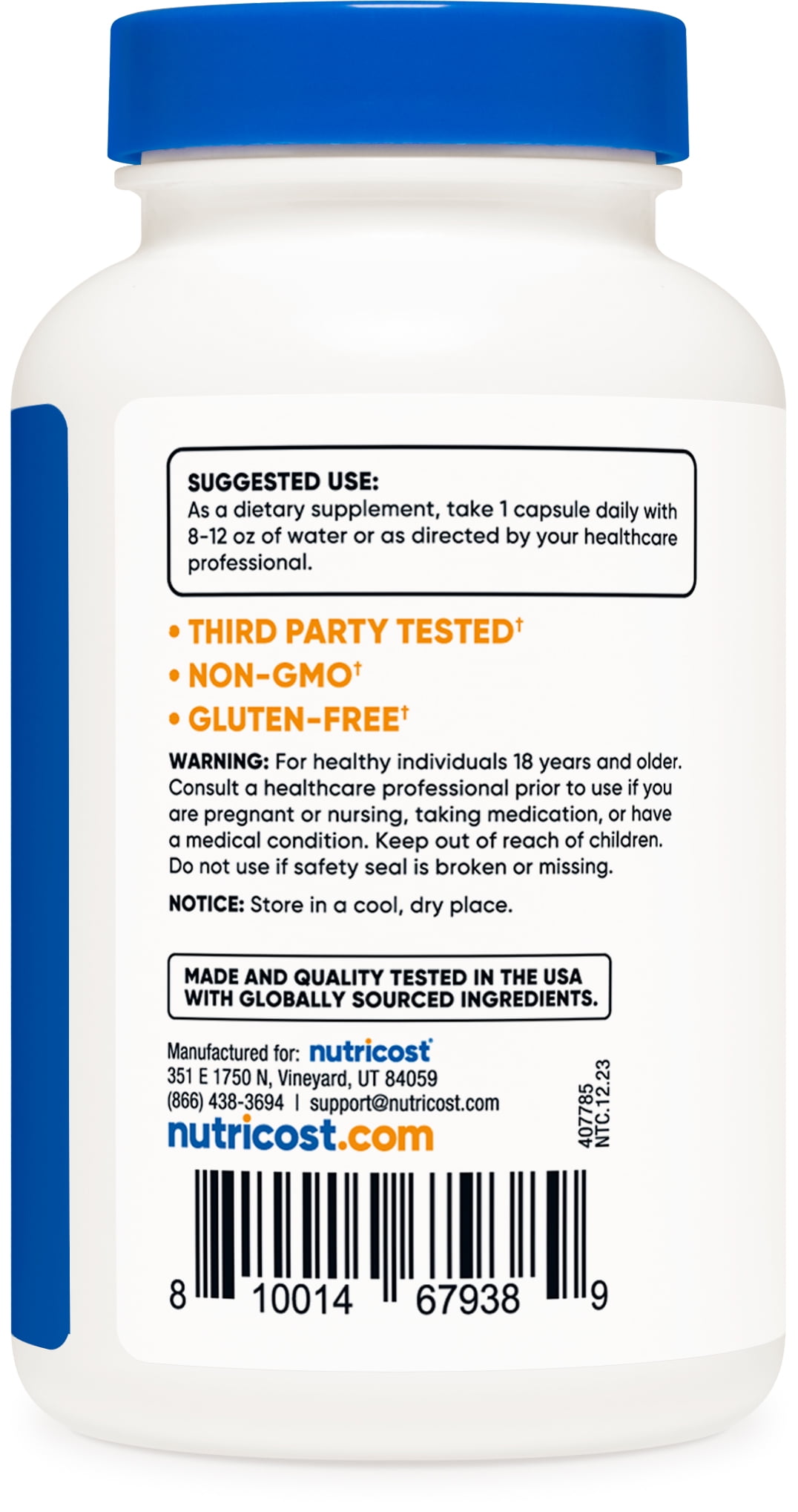 NUTRICOST LTRYPTOPHAN 500MG 120 CAPSULES 120 SERVINGS HEALTH SUPPLEMENT