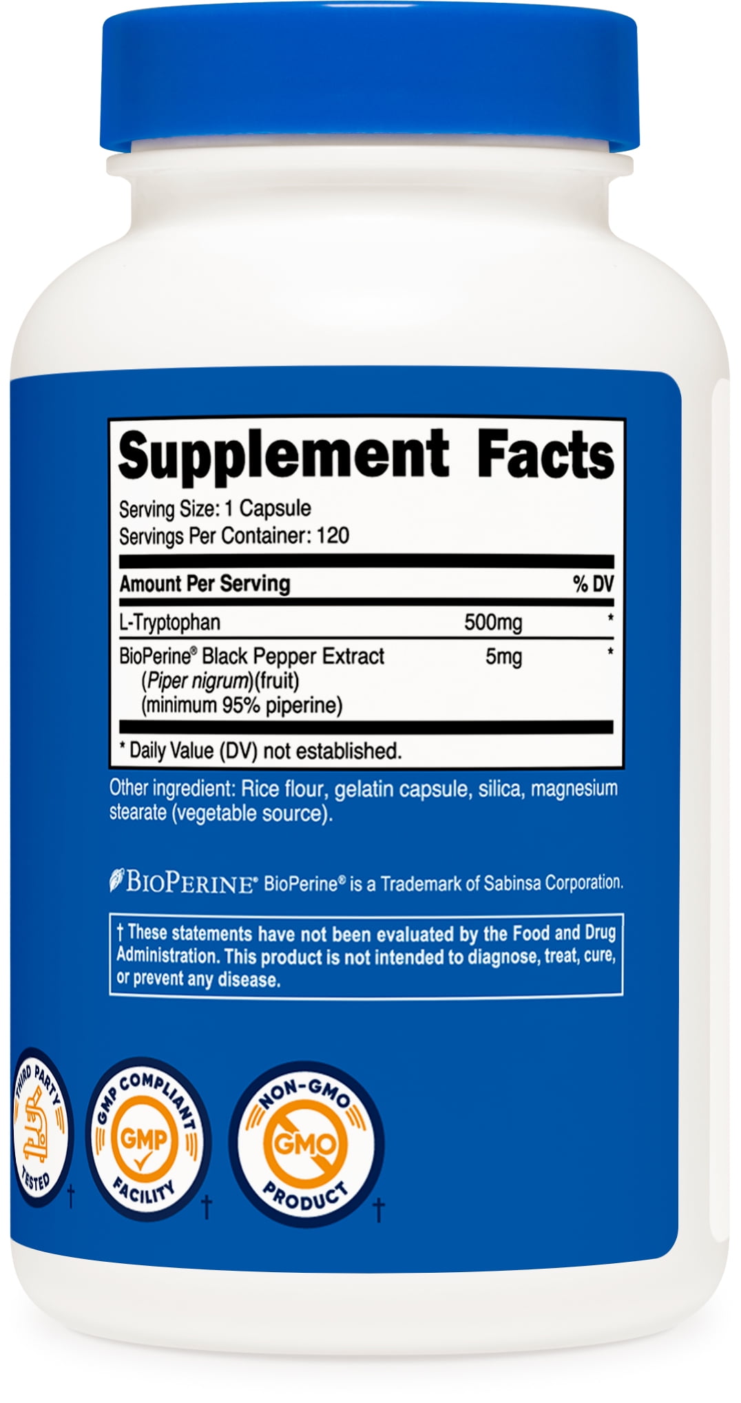 NUTRICOST LTRYPTOPHAN 500MG 120 CAPSULES 120 SERVINGS HEALTH SUPPLEMENT