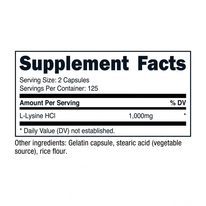 NUTRICOST LYSINE 1000MG CAPSULES 250 COUNT 500MG PER CAPSULE