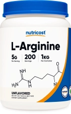 NUTRICOST L-ARGININE POWDER 1KG 5G PER SERVING NON-GMO GLUTEN FREE SUPPLEMENT