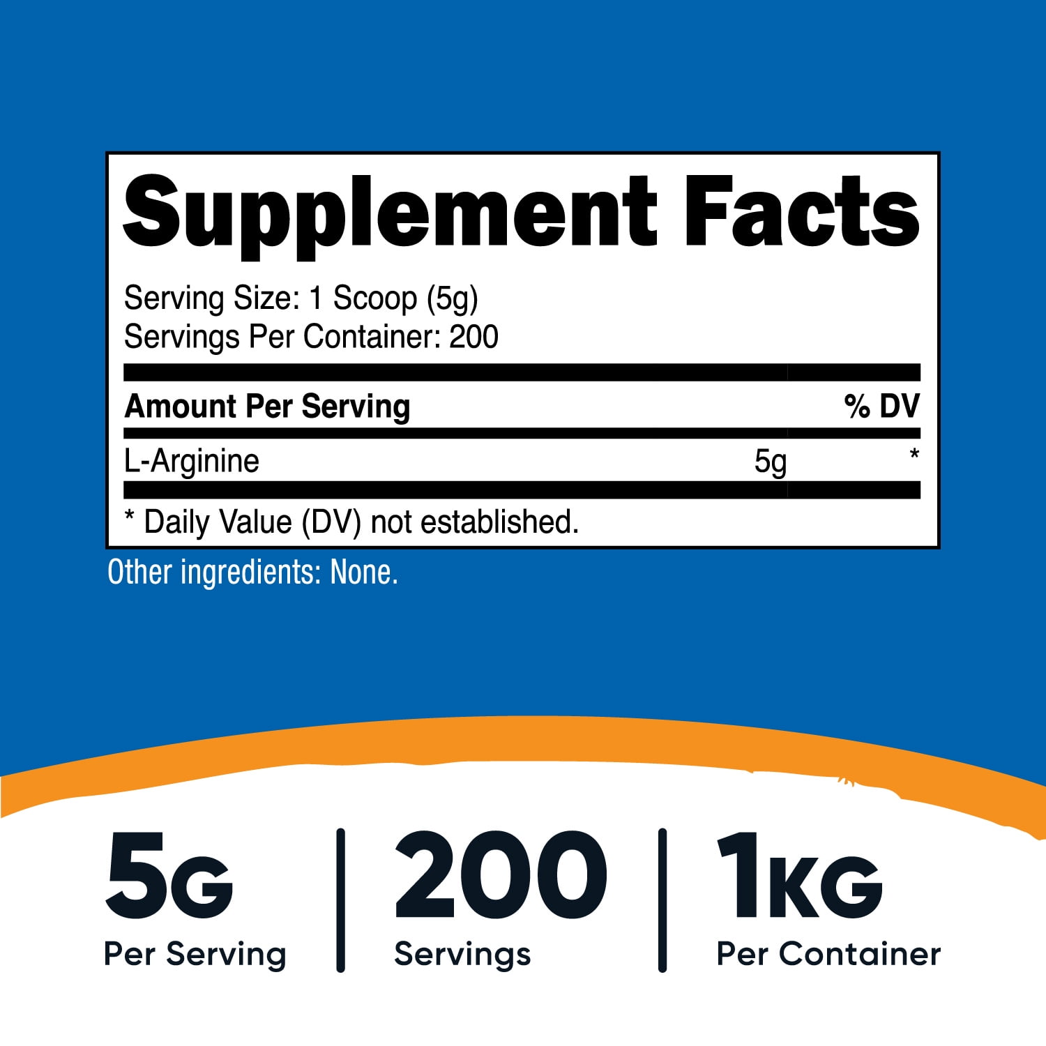 NUTRICOST L-ARGININE POWDER 1KG 5G PER SERVING NON-GMO GLUTEN FREE SUPPLEMENT