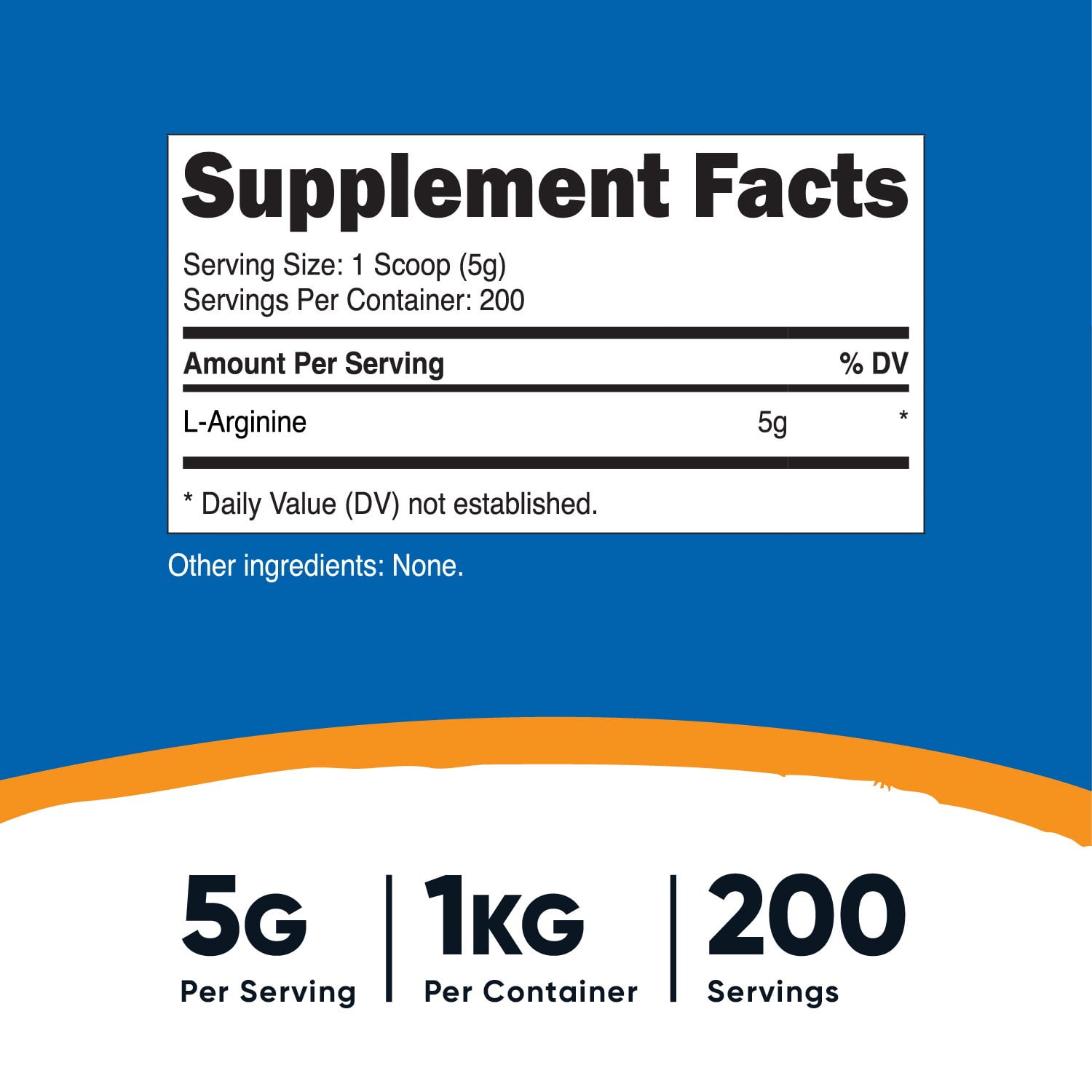 NUTRICOST L-ARGININE POWDER 1KG 5G PER SERVING NON-GMO GLUTEN FREE SUPPLEMENT