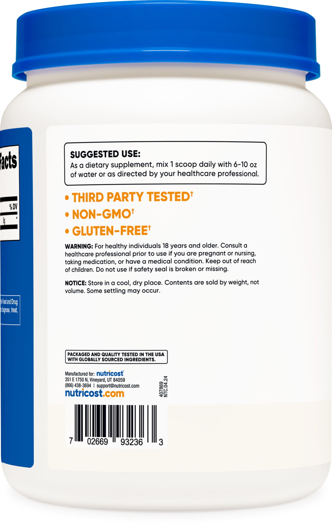 NUTRICOST L-ARGININE POWDER 1KG 5G PER SERVING NON-GMO GLUTEN FREE SUPPLEMENT