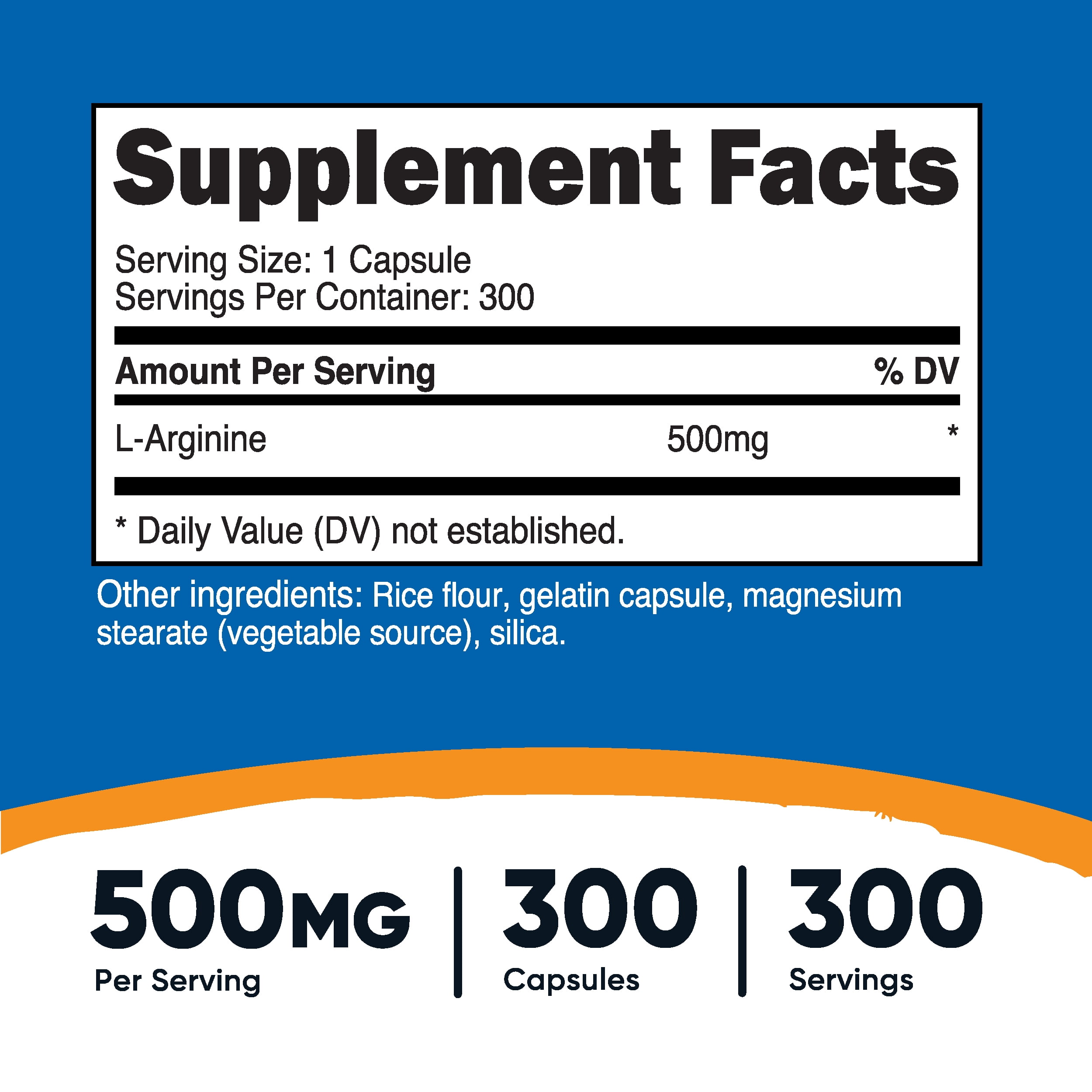 NUTRICOST L ARGININE 500MG 300 CAPSULES VEGETARIAN HEALTH SUPPLEMENT