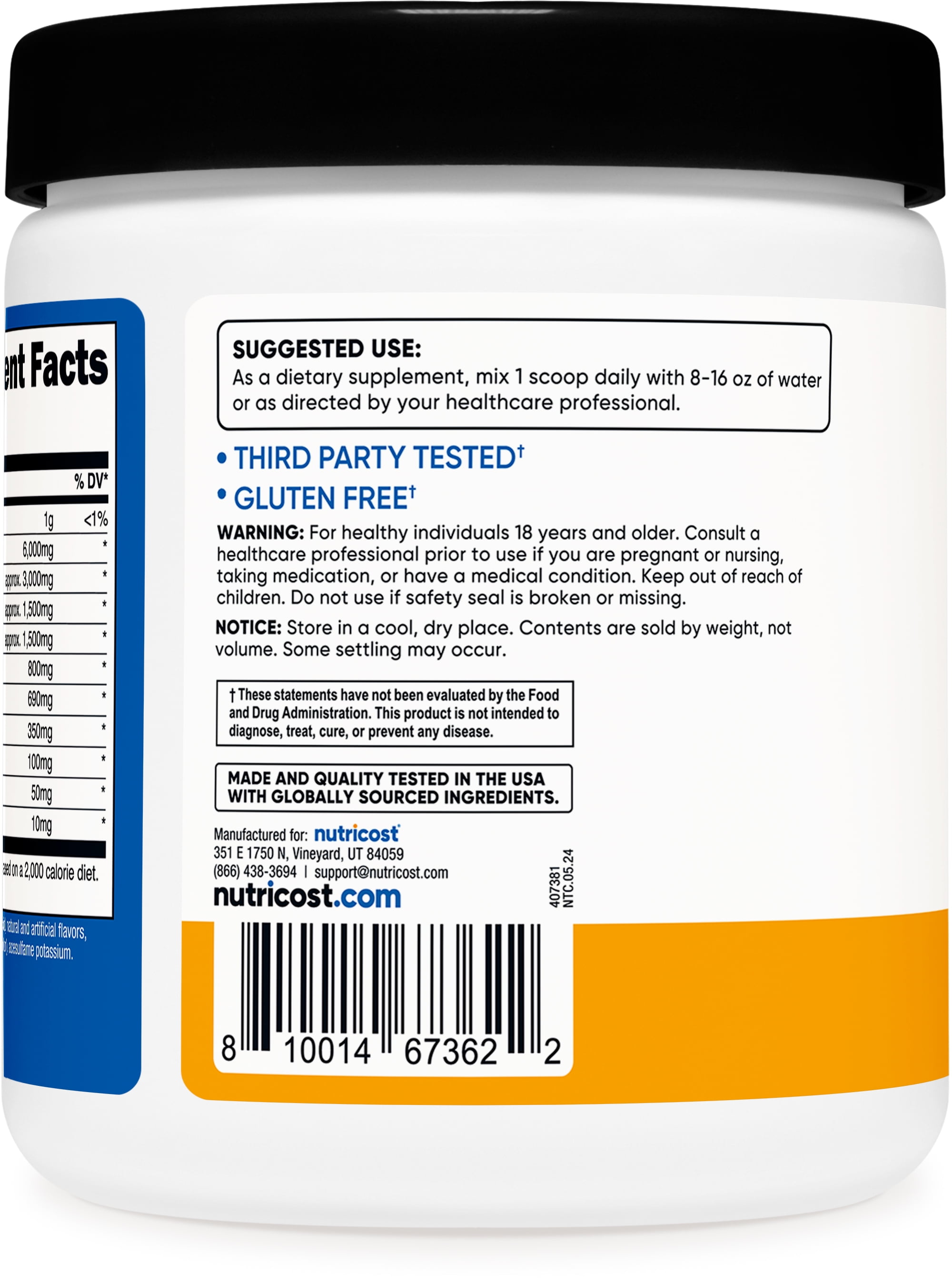 NUTRICOST EAA SUPPLEMENT POWDER 30 SERVINGS PASSION FRUIT ORANGE AND GUAVA POG