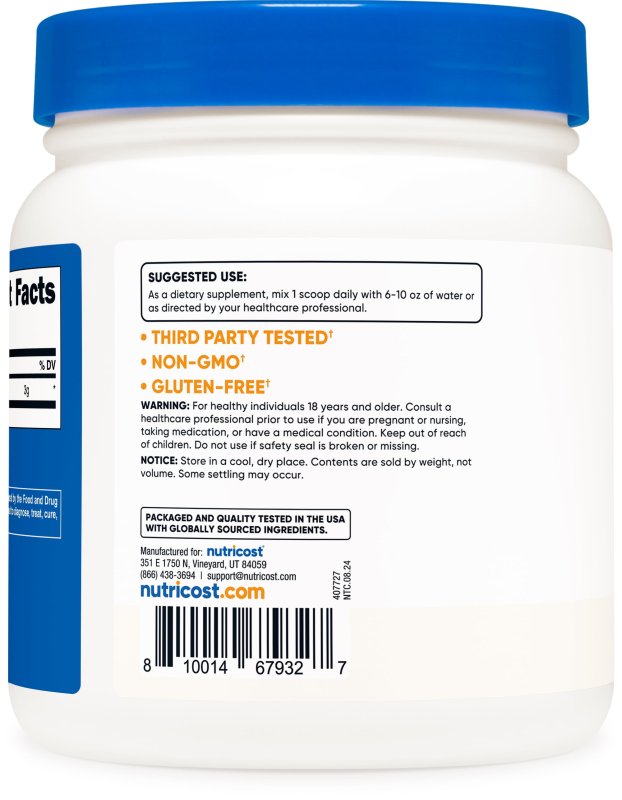 NUTRICOST L-CITRULLINE POWDER 600G - MALATE-FREE NON-GMO SUPPLEMENT FOR ENHANCED PERFORMANCE