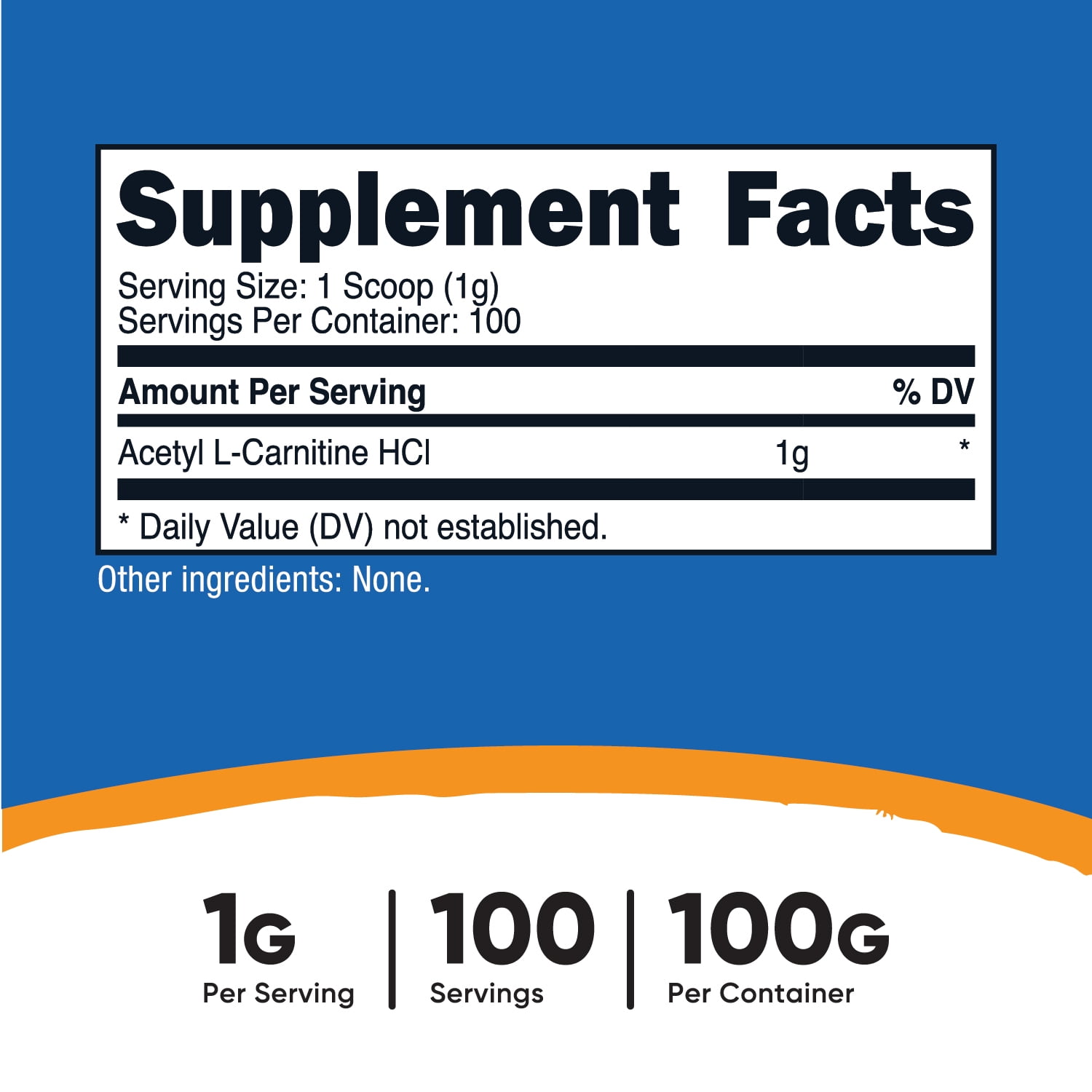 NUTRICOST ACETYL L-CARNITINE ALCAR POWDER 100 GRAMS 1G PER SERVING