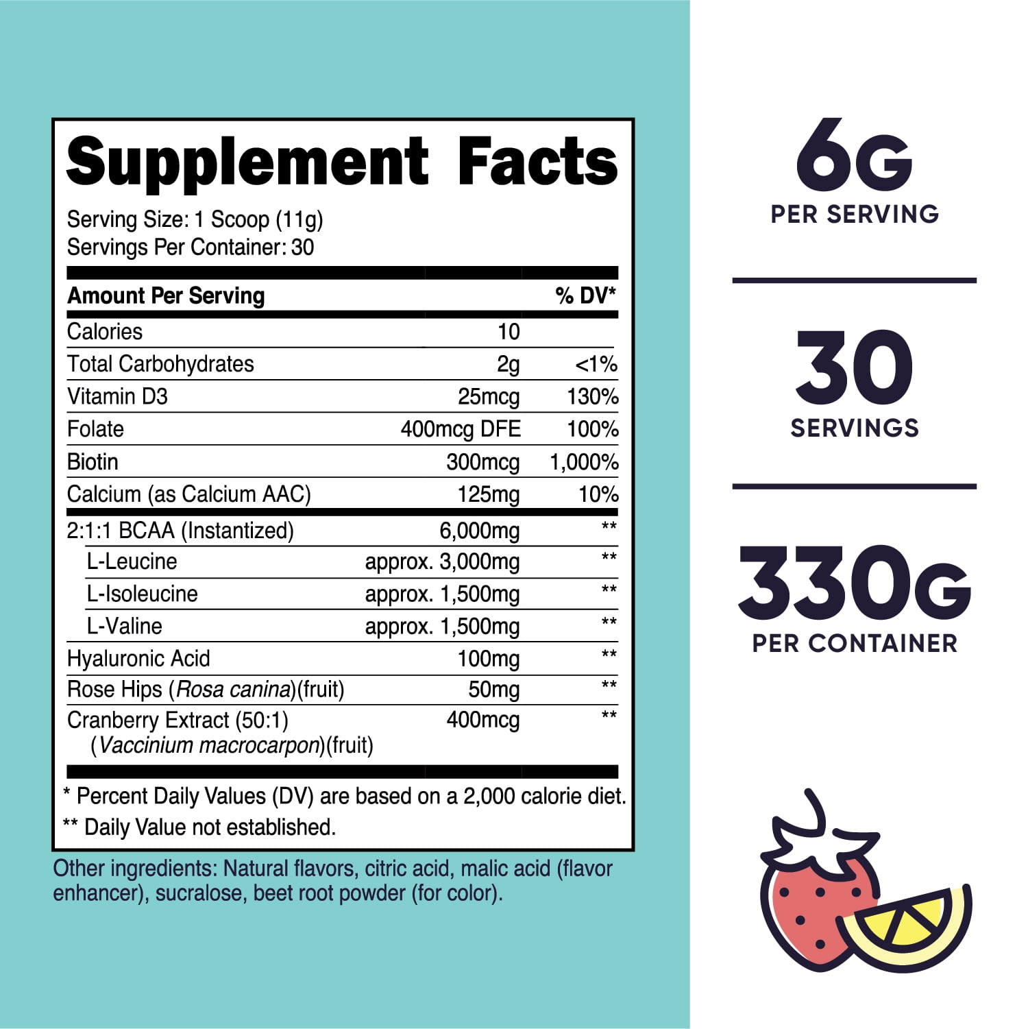 NUTRICOST BCAA POWDER WOMEN STRAWBERRY LEMONADE 30 SERVINGS