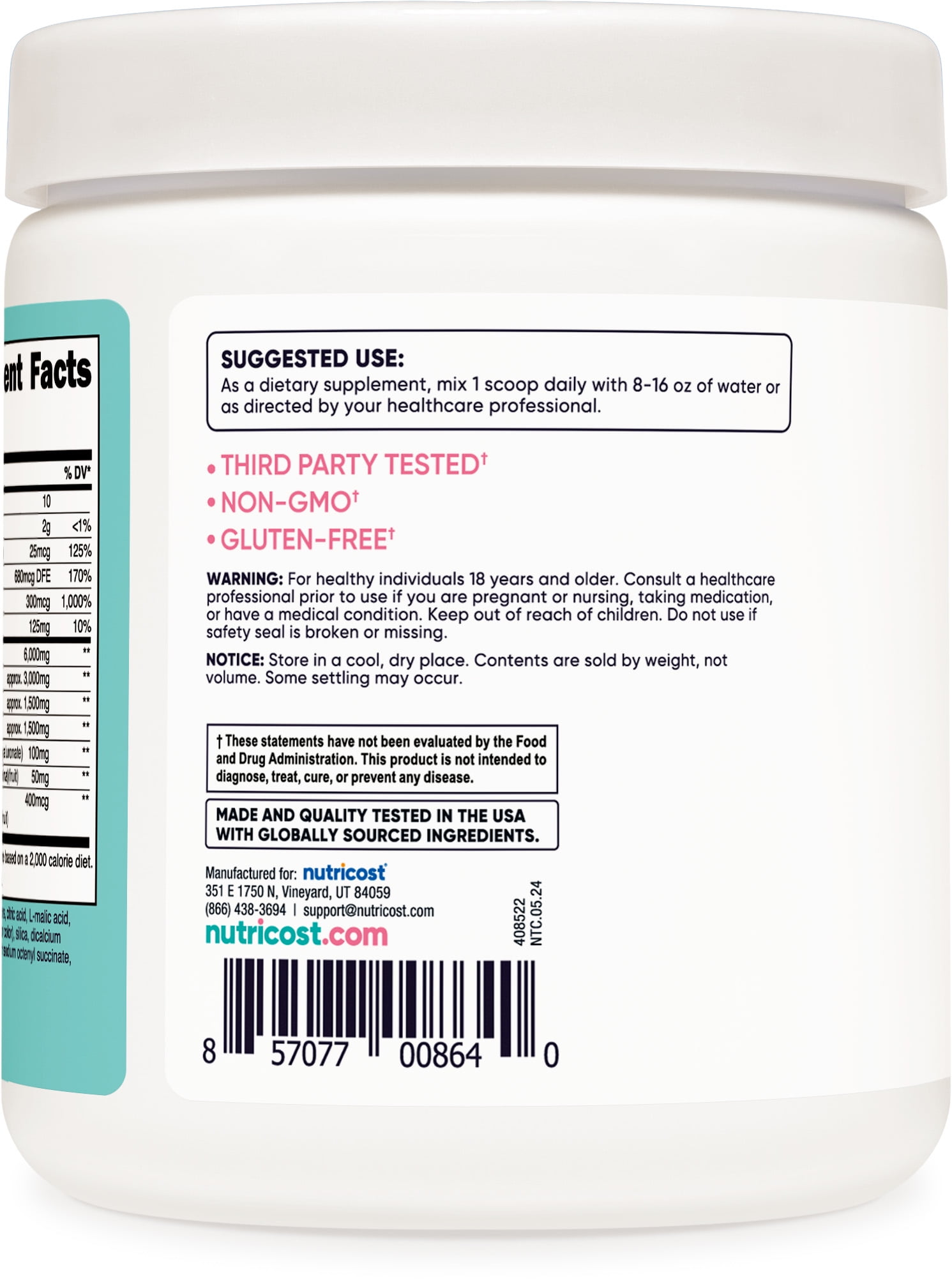 NUTRICOST BCAA POWDER WOMEN STRAWBERRY LEMONADE 30 SERVINGS