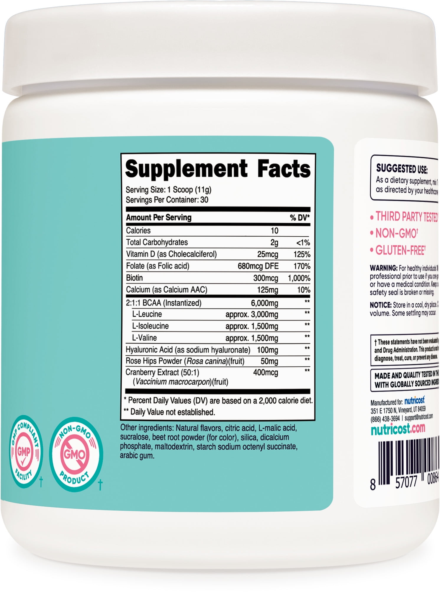 NUTRICOST BCAA POWDER WOMEN STRAWBERRY LEMONADE 30 SERVINGS