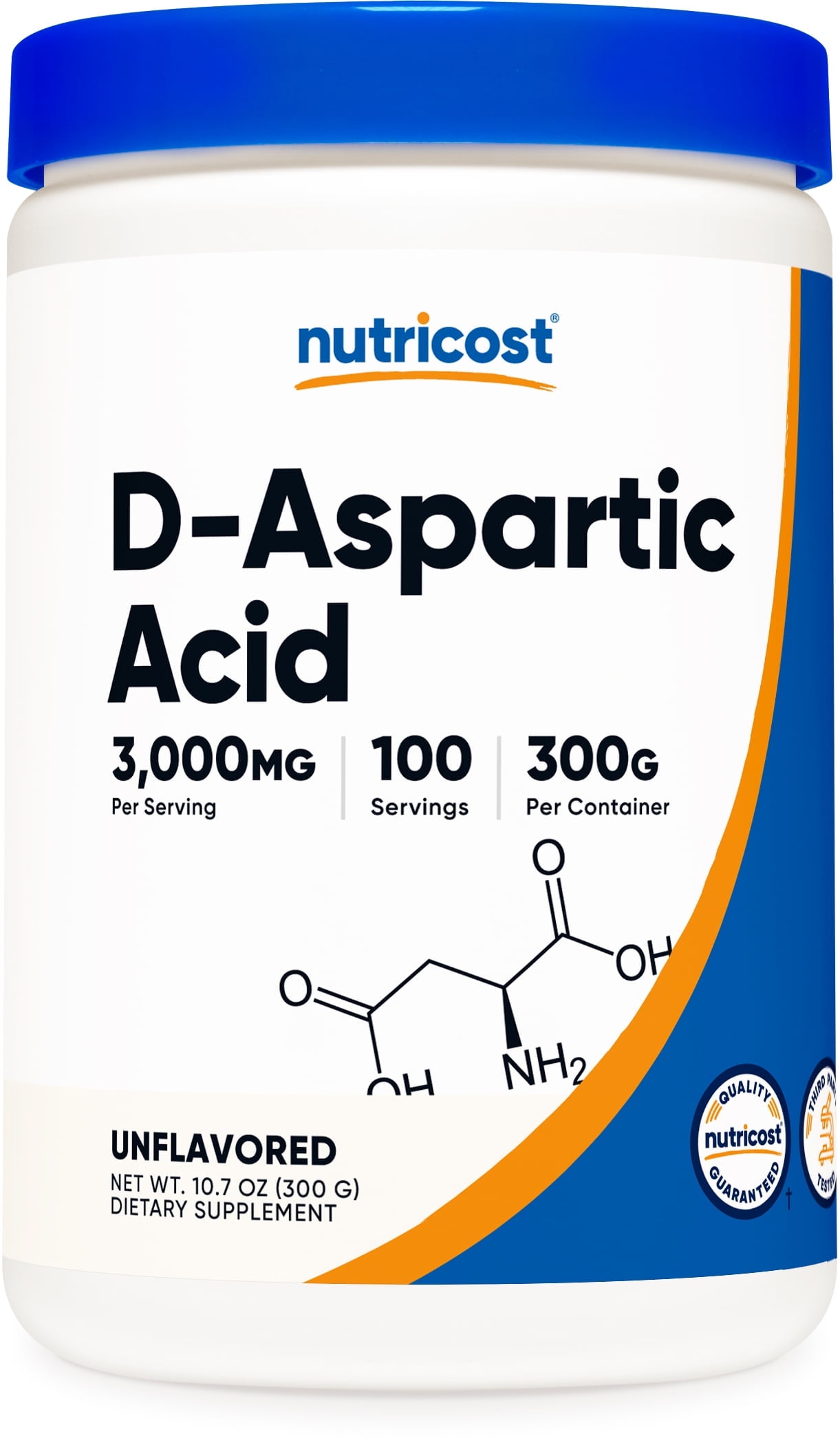 NUTRICOST D ASPARTIC ACID DAA POWDER 300 GRAMS HEALTH SUPPLEMENT