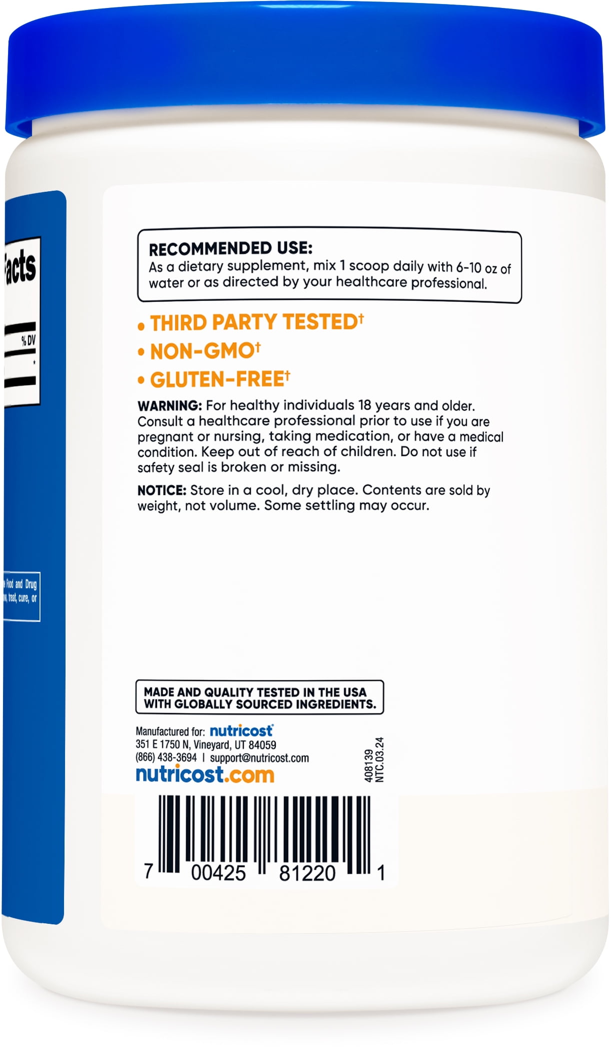 NUTRICOST D ASPARTIC ACID DAA POWDER 300 GRAMS HEALTH SUPPLEMENT