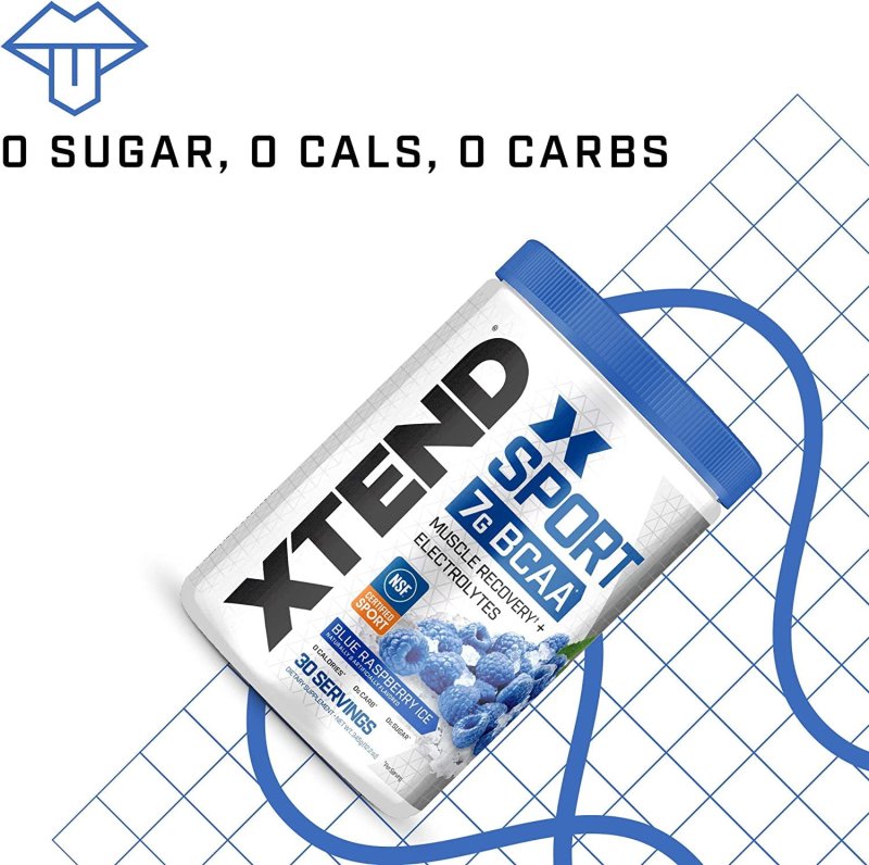 XTEND SPORT 7G BCAA POWDER MUSCLE RECOVERY SUGAR FREE BLUE RASPBERRY ICE 30 SERVINGS