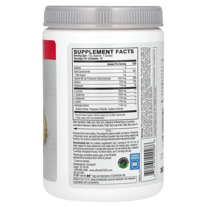 XTEND  ORIGINAL 7G BCAA KNOCKOUT FRUIT PUNCH 13.8 OZ 390 G