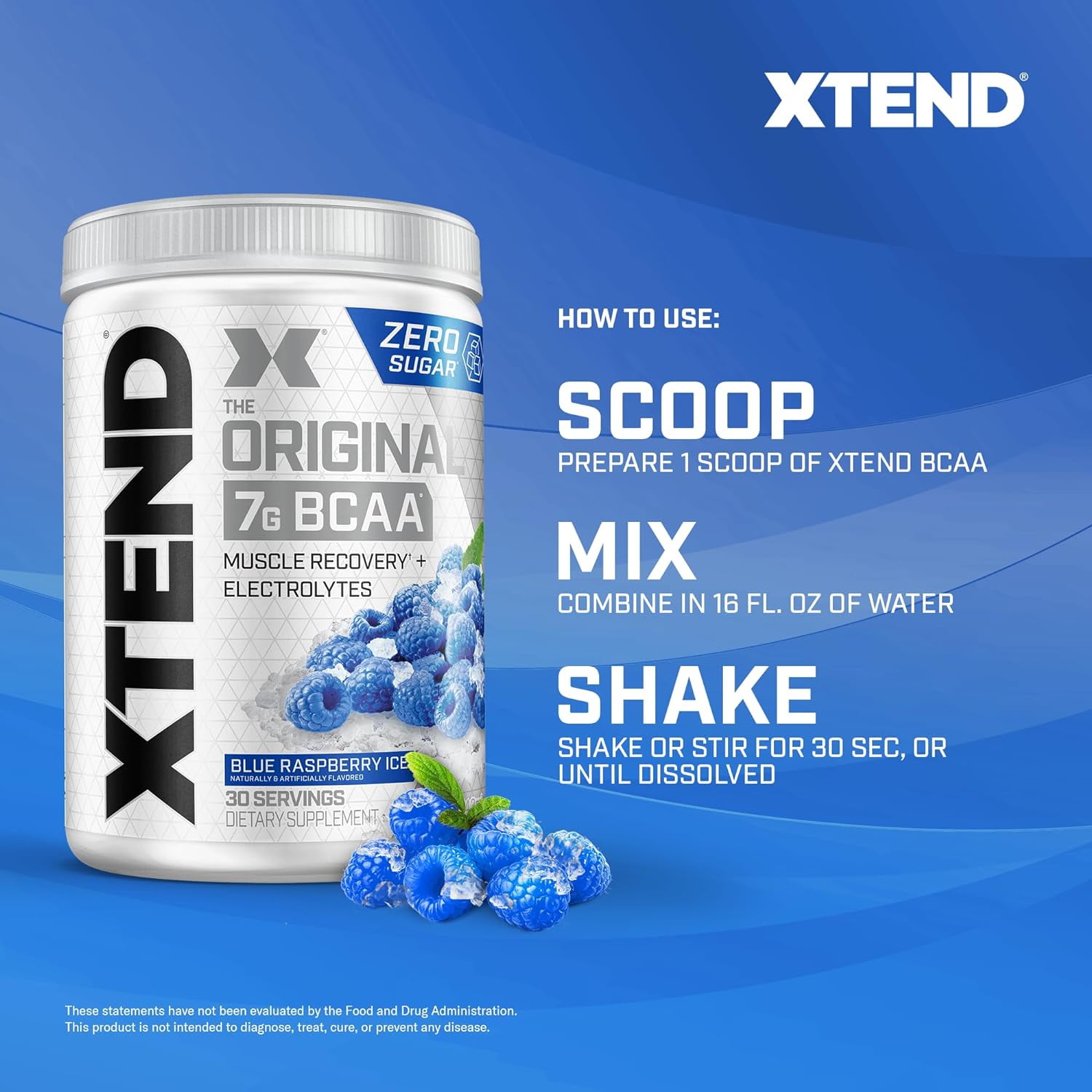 XTEND  ORIGINAL BLUE RASPBERRY ICE BCAAS 30 SERVINGS HYDRATION RECOVERY