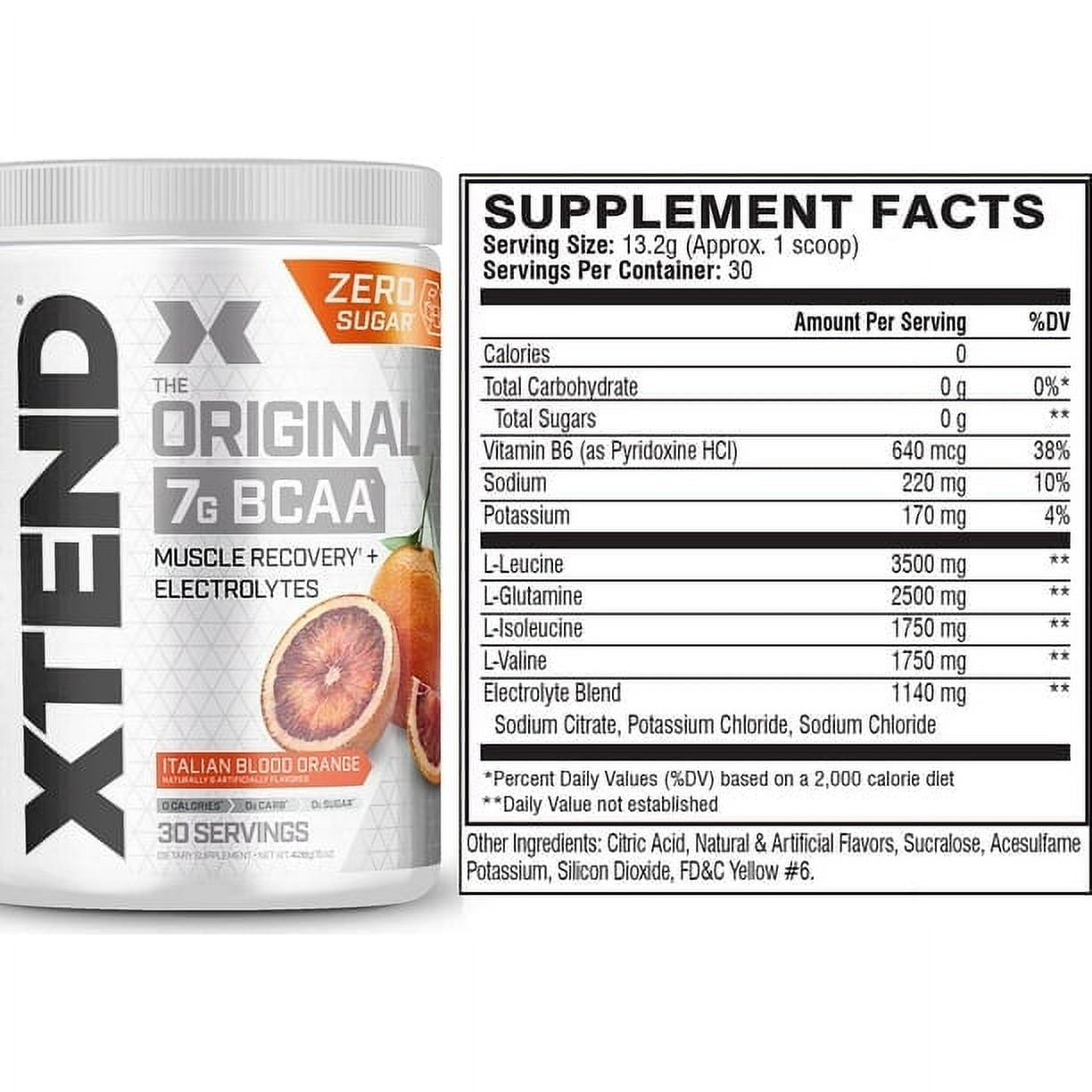 XTEND ORIGINAL 7G BCAA POWDER MUSCLE RECOVERY SUGAR-FREE ITALIAN BLOOD ORANGE 30 SERVINGS