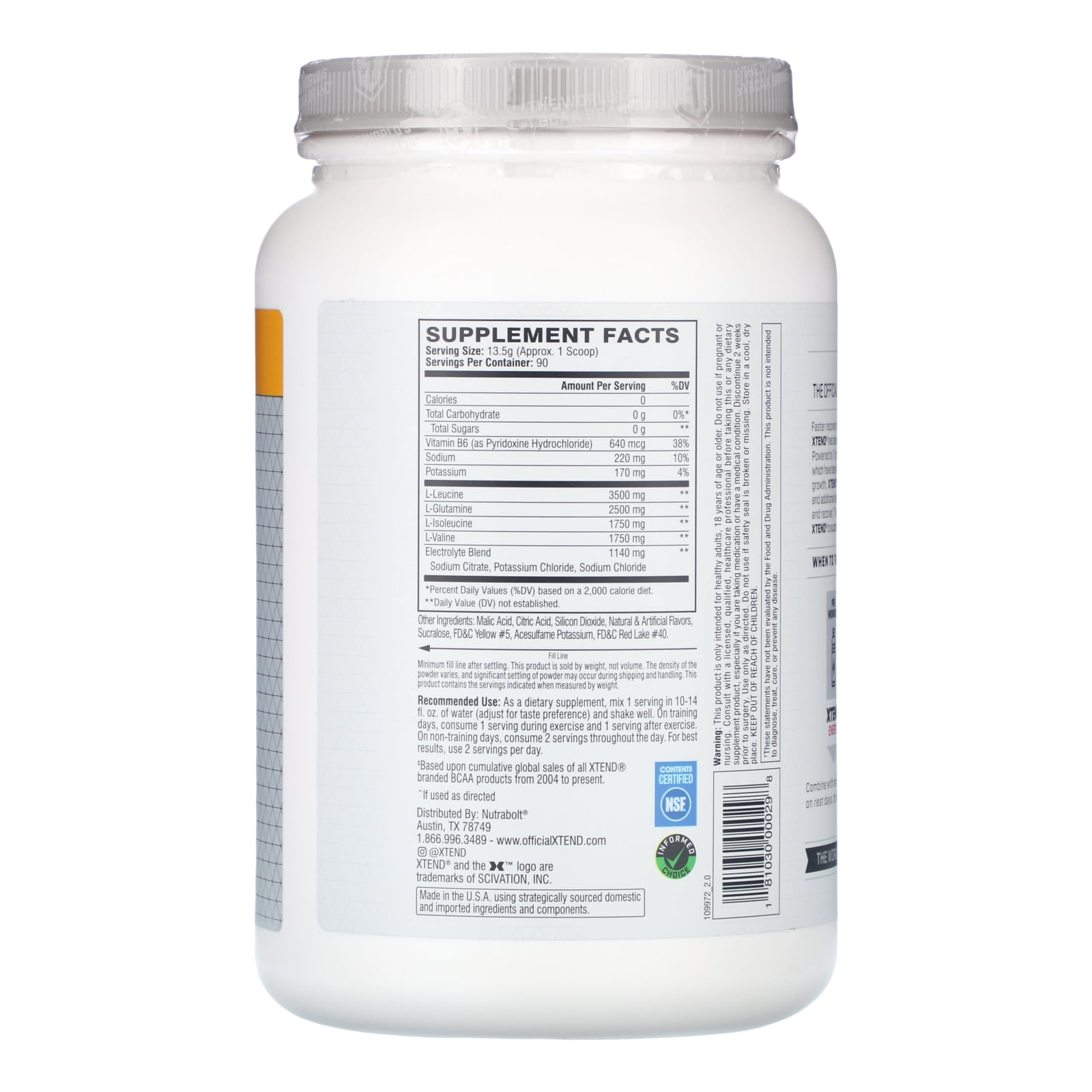 XTEND  ORIGINAL 7G BCAA MANGO MADNESS 2.78 LB 1.22 KG