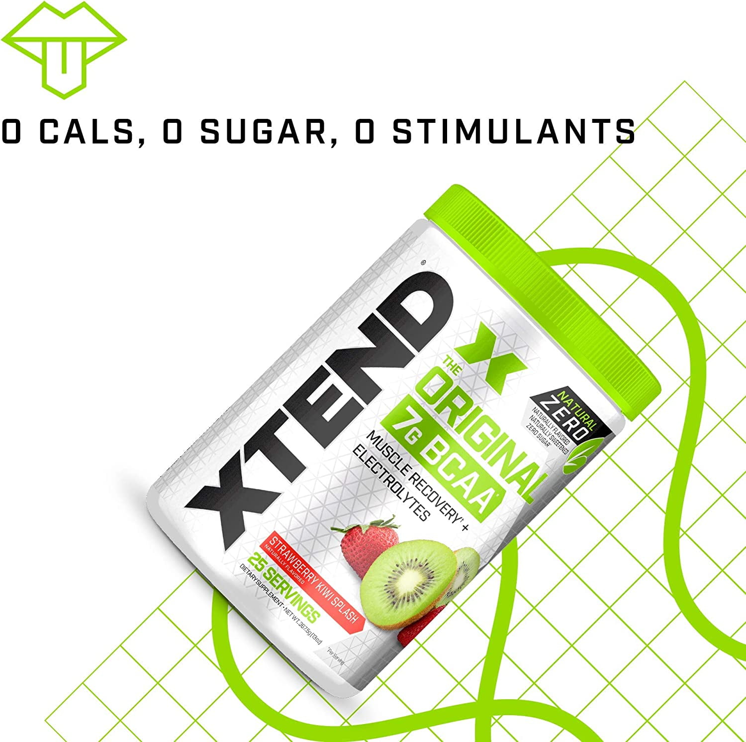 XTEND ORIGINAL 7G BCAA POWDER FOR MUSCLE RECOVERY SUGAR-FREE STRAWBERRY KIWI SPLASH 25 SERVINGS