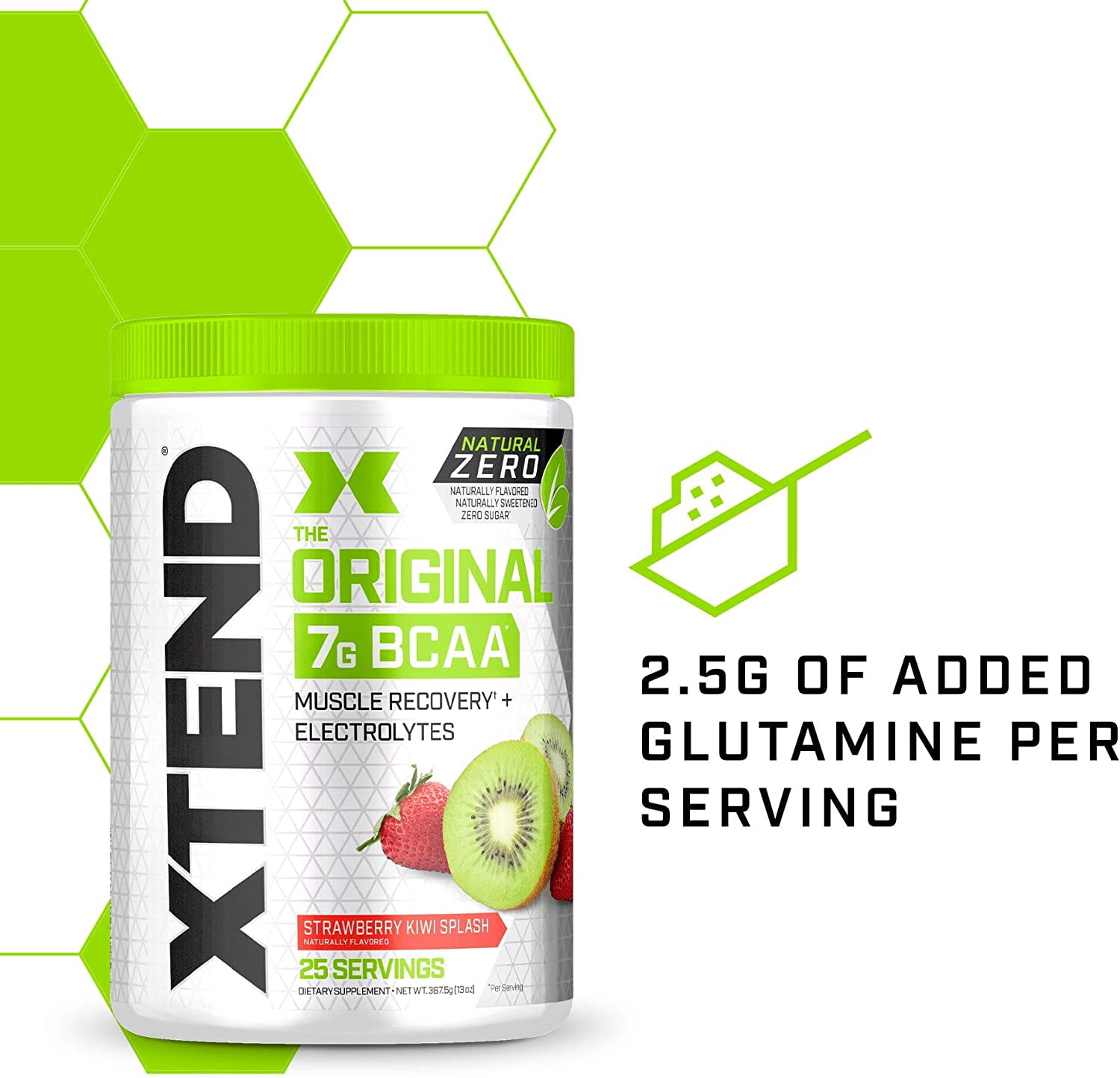 XTEND ORIGINAL 7G BCAA POWDER FOR MUSCLE RECOVERY SUGAR-FREE STRAWBERRY KIWI SPLASH 25 SERVINGS