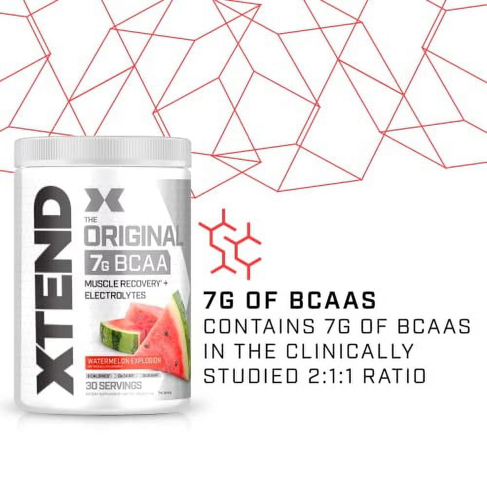 XTEND ORIGINAL WATERMELON EXPLOSION BCAA POWDER - SUGAR FREE MUSCLE RECOVERY DRINK - 7G BCAAS - 30 SERVINGS - FOR MEN & WOMEN