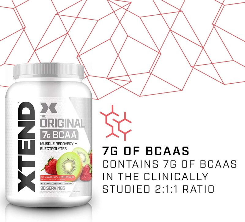 XTEND ORIGINAL BCAA POWDER 7G BCAA SUGAR FREE POST WORKOUT MUSCLE RECOVERY STRAWBERRY KIWI FLAVOR 2.78 LB 1.26 KG 90 SERVINGS