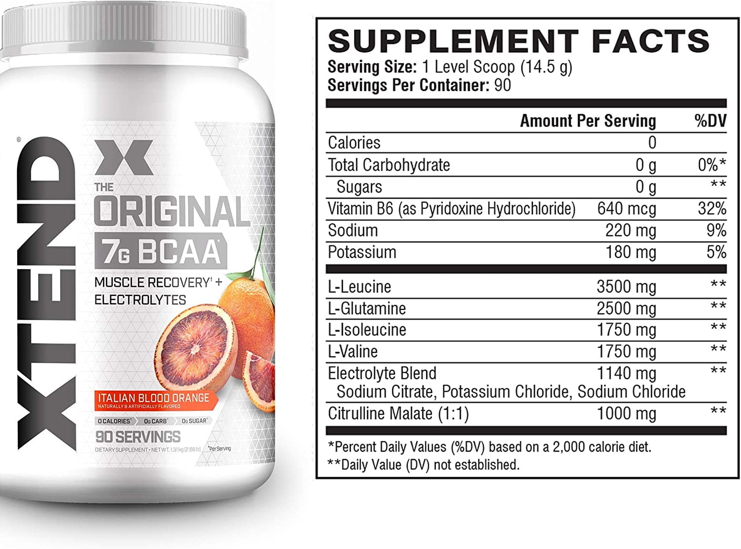 XTEND  ORIGINAL BCAA POWDER ITALIAN BLOOD ORANGE MUSCLE RECOVERY ELECTROLYTES 90 SERVINGS