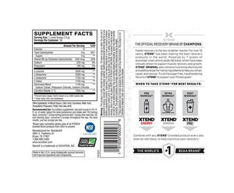 XTEND BCAA MUSCLE RECOVERY AND ELECTROLYTES WATERMELON BLAST 14.8OZ 30 SERVINGS
