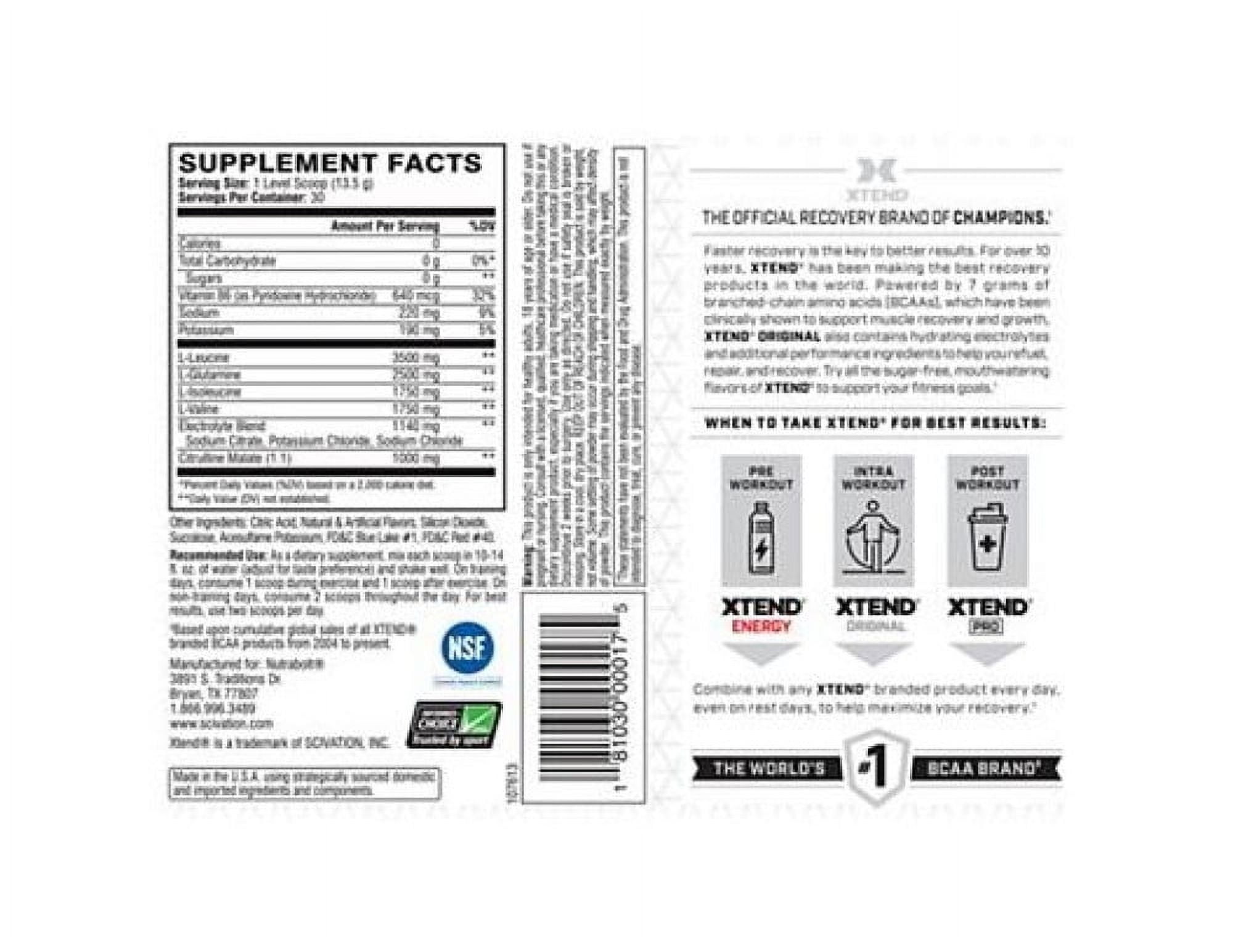 XTEND BCAA MUSCLE RECOVERY AND ELECTROLYTES GLACIAL GRAPE FOR FAST RECOVERY - 14.8OZ - 30 SERVINGS