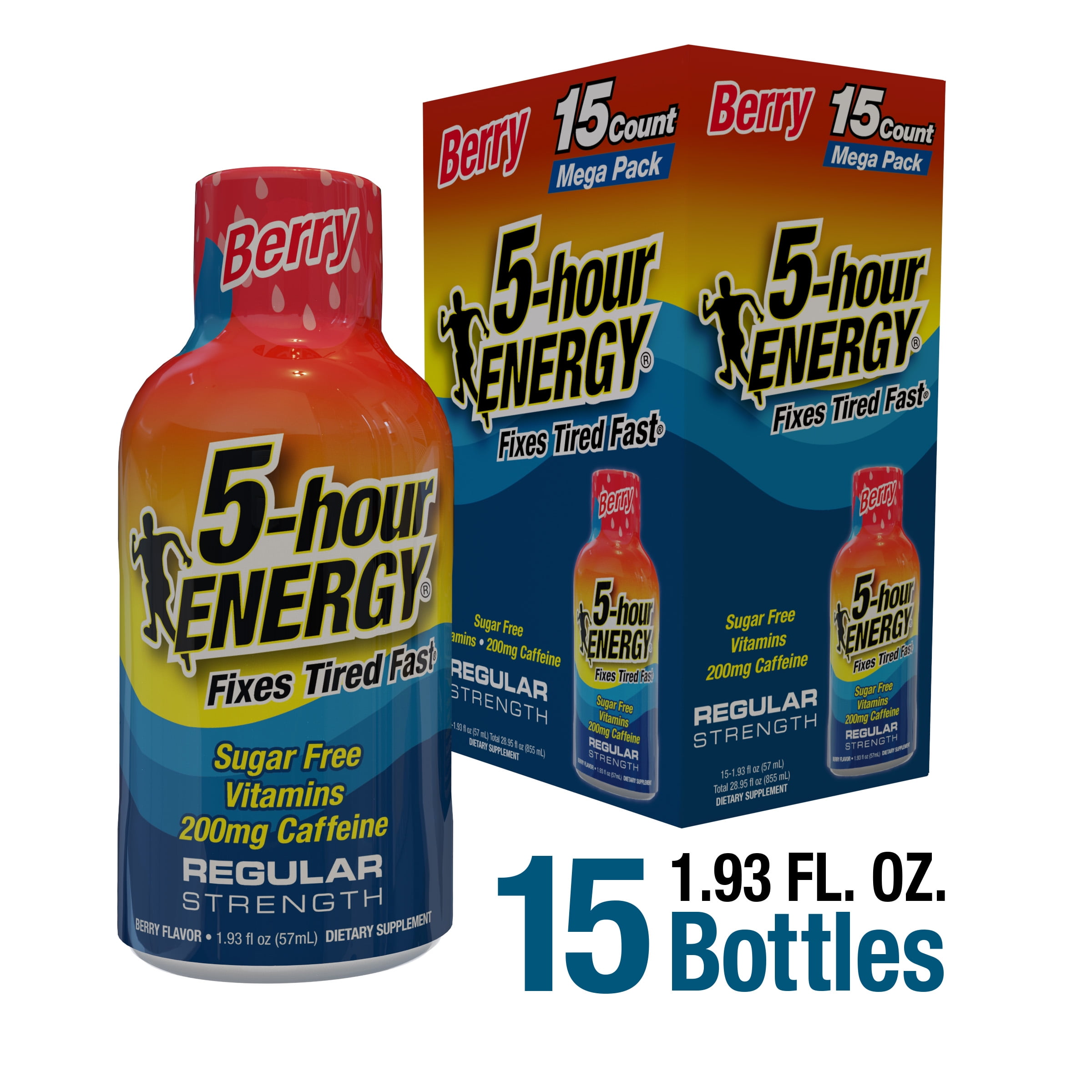 5-HOUR ENERGY SHOT REGULAR STRENGTH BERRY 15 COUNT FOR QUICK BOOST OF ENERGY