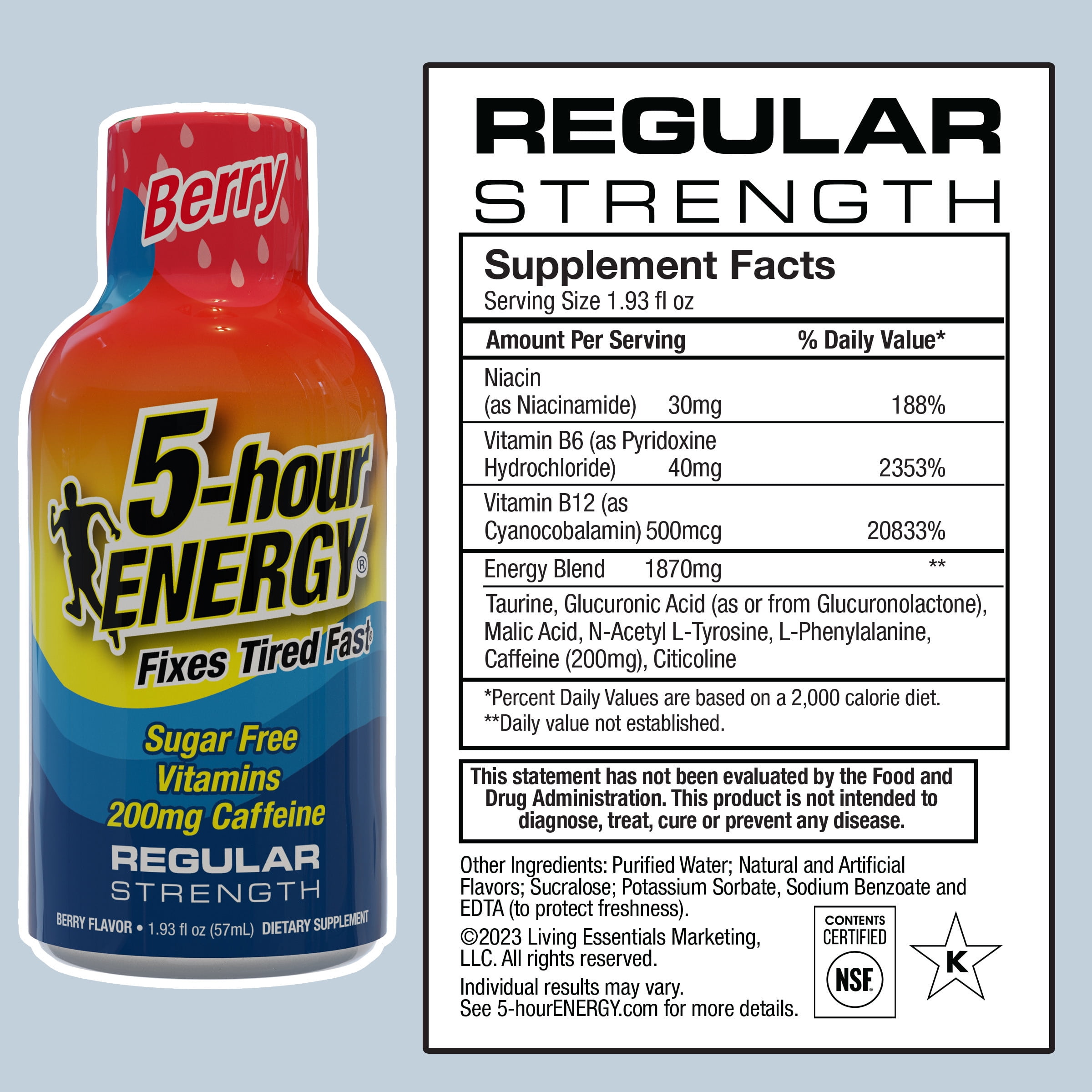 5-HOUR ENERGY SHOT REGULAR STRENGTH BERRY 15 COUNT FOR QUICK BOOST OF ENERGY