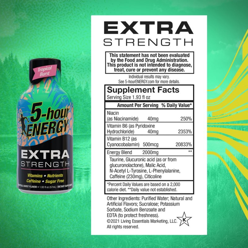 5-HOUR ENERGY SHOT EXTRA STRENGTH TROPICAL BURST 1.93 OZ 24 COUNT